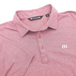 Travis Mathew Zinna Golf Polo Shirt Men's Size Small Red Stripe Heathered 1MM211